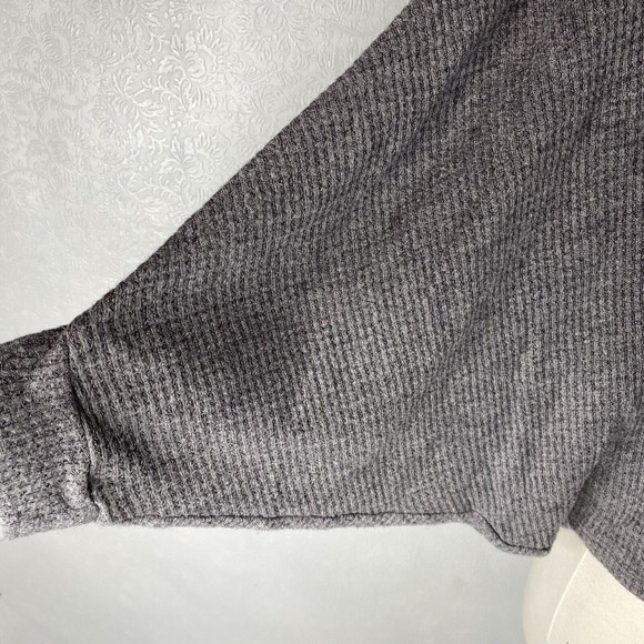 THML Sz M Cropped Gray Waffle Knit Sweater - Picture 2 of 12